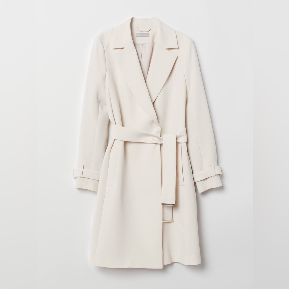 H&M Cream Knee-Length Coat Size 6